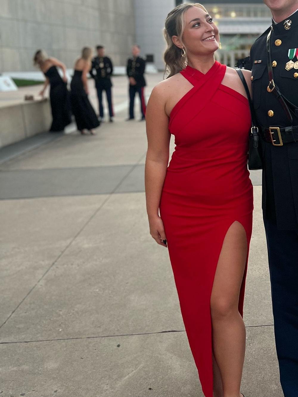 Lulus Cocktail Hour Red Halter Neck Maxi Dress with Slit